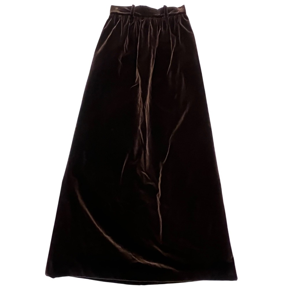Vogue‎ Patterns Vintage 60s Handmade Brown Velvet High Waisted Maxi Skirt Size S